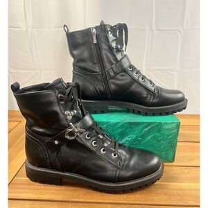 Calvin Klein SZ 9.5 Women's Gavin Black Combat Boots Shoes Logo Y2K